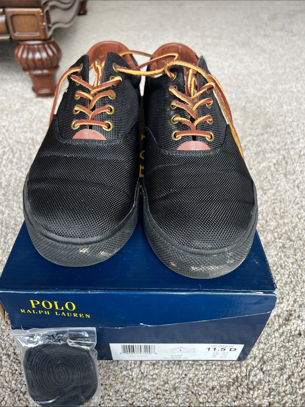 Polo by Ralph Lauren Men’s Black Canvas Low-Top Sneakers Size 11.5 D